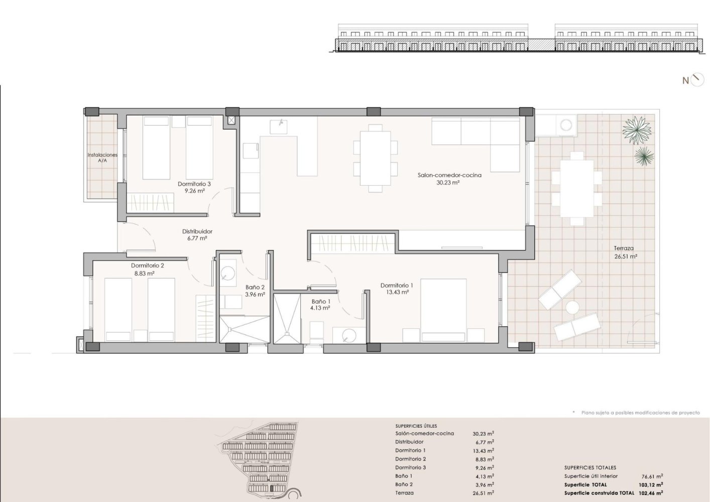 Huoneisto Pulpi, Almeria, Espanja 3 makuuhuonetta, 100 m2 No. 198590