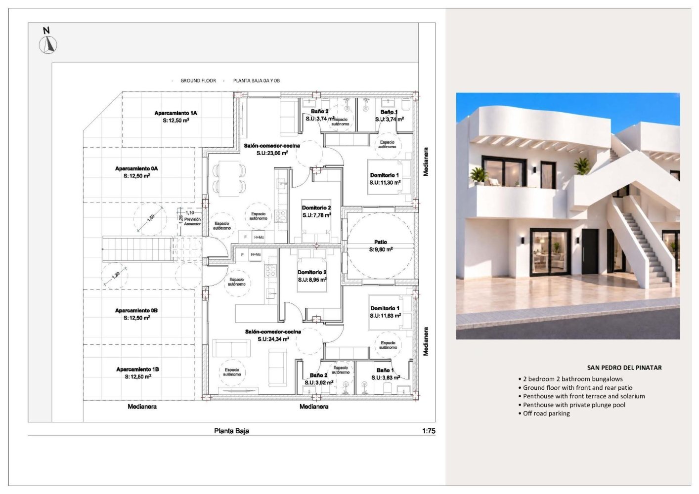 Bungalow a San Pedro del Pinatar, Murcia, Spagna 2 camere da letto, 60 mq. N° 197372