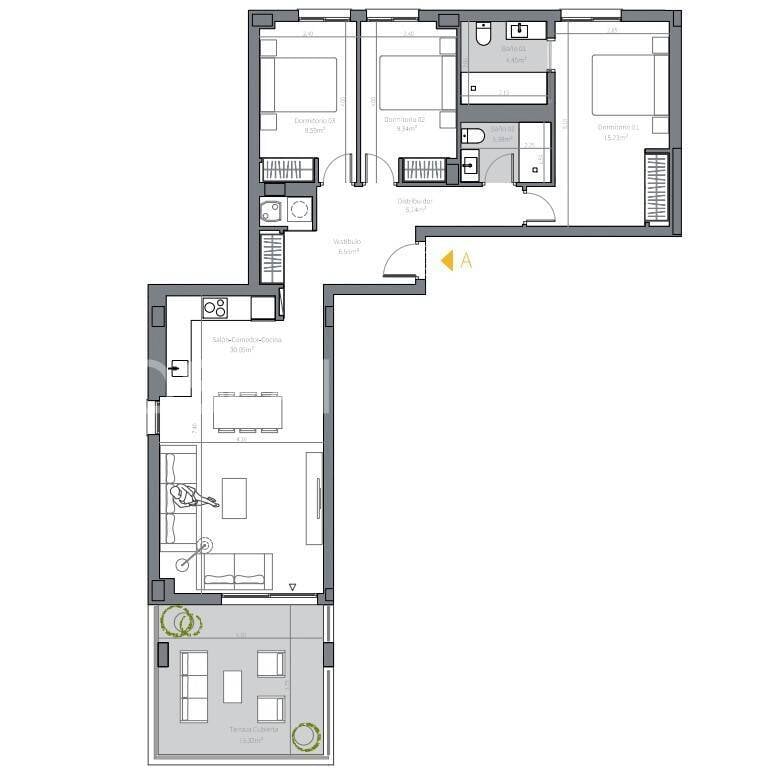 Ático en Mijas, Málaga, España 2 dormitorios, 70 m2 No. 168681