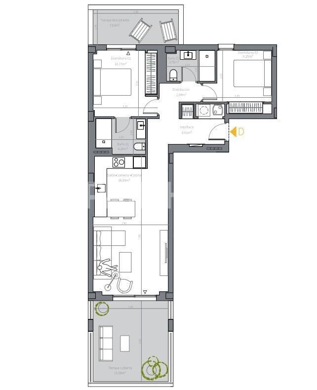 Ático en Mijas, Málaga, España 2 dormitorios, 70 m2 No. 168681