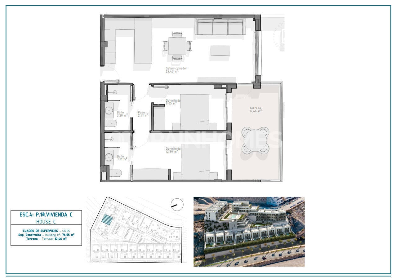 Kattohuoneisto Aguilas, Murcia, Espanja 2 makuuhuonetta, 78 m2 No. 121086