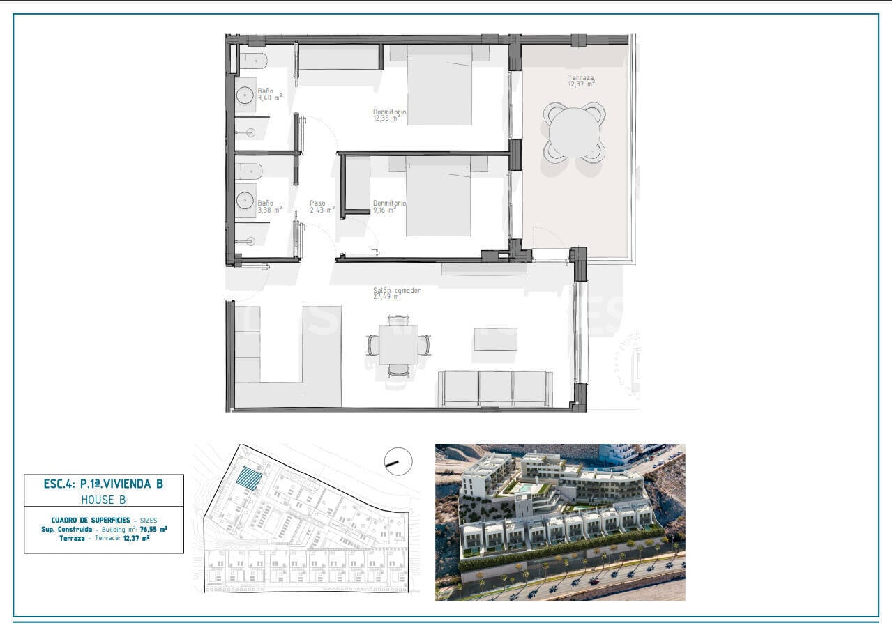Kattohuoneisto Aguilas, Murcia, Espanja 2 makuuhuonetta, 78 m2 No. 121086