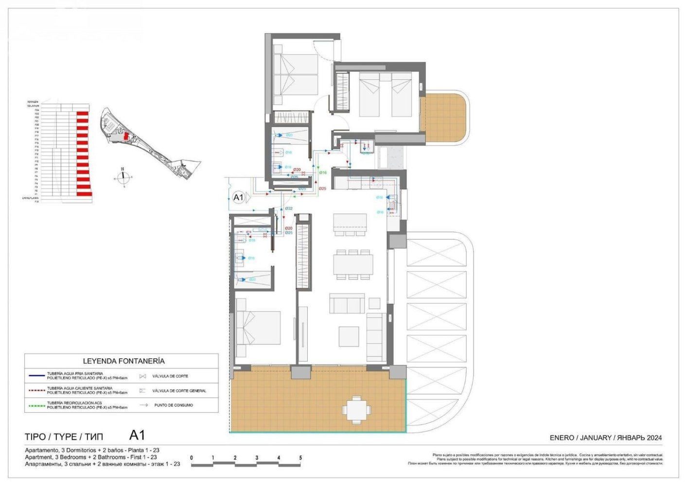 Wohnung in Benidorm, Alicante, Spanien 3 Schlafzimmer, 131 m2 Nr. 197960
