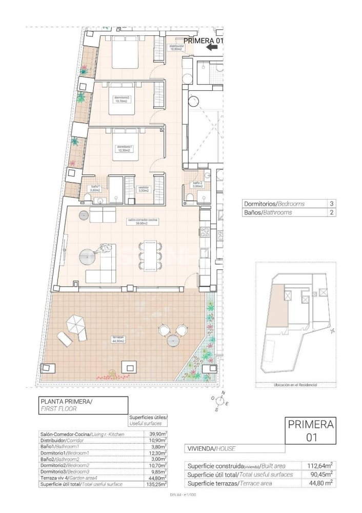 Dzīvoklis Alicante, Spānijā 2 istabas, 90 m2 Nr. 120651
