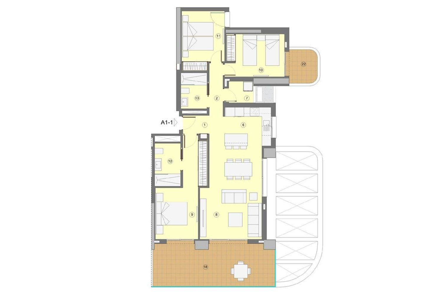 Apartamento en Benidorm, Alicante, España 3 dormitorios, 131 m2 No. 197967