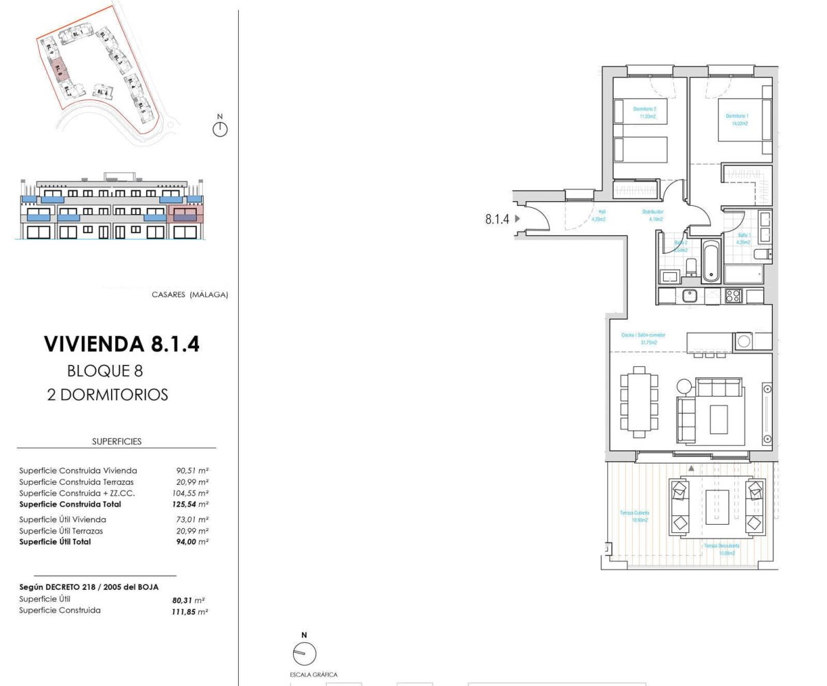 Wohnung in Casares, Malaga, Spanien 2 Schlafzimmer, 73 m2 Nr. 121063