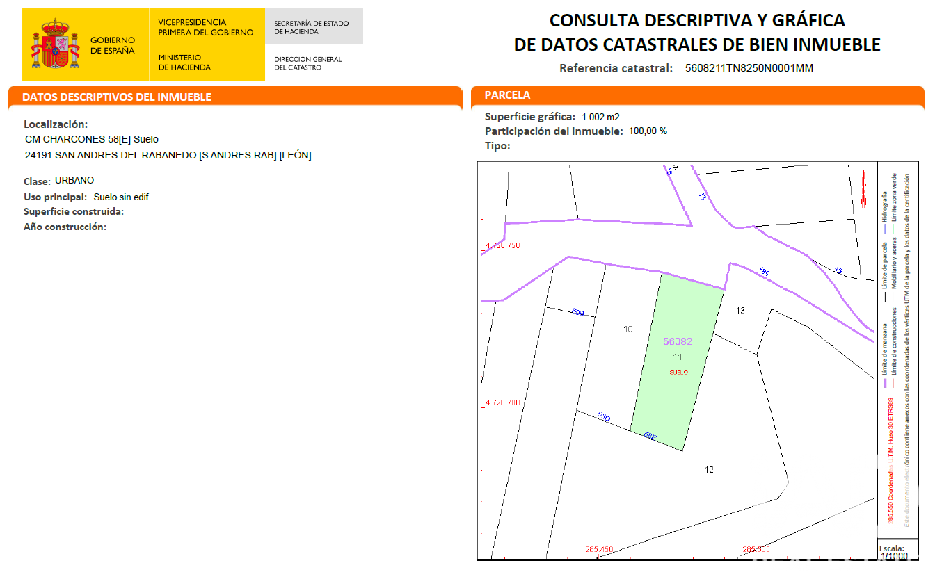 Zemes gabals San Andres del Rabanedo, Leon, Spānijā 1002 m2 Nr. 185606