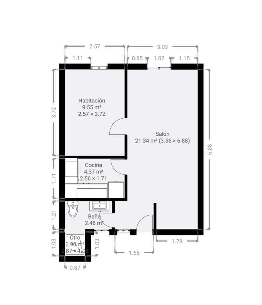 Apartment in Barcelona, Spain 1 bedroom, 47 sq.m. No. 199614