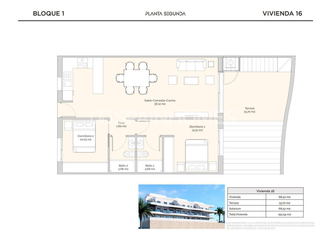 Kattohuoneisto Finestrat, Alicante, Espanja 2 makuuhuonetta, 150 m2 No. 120985
