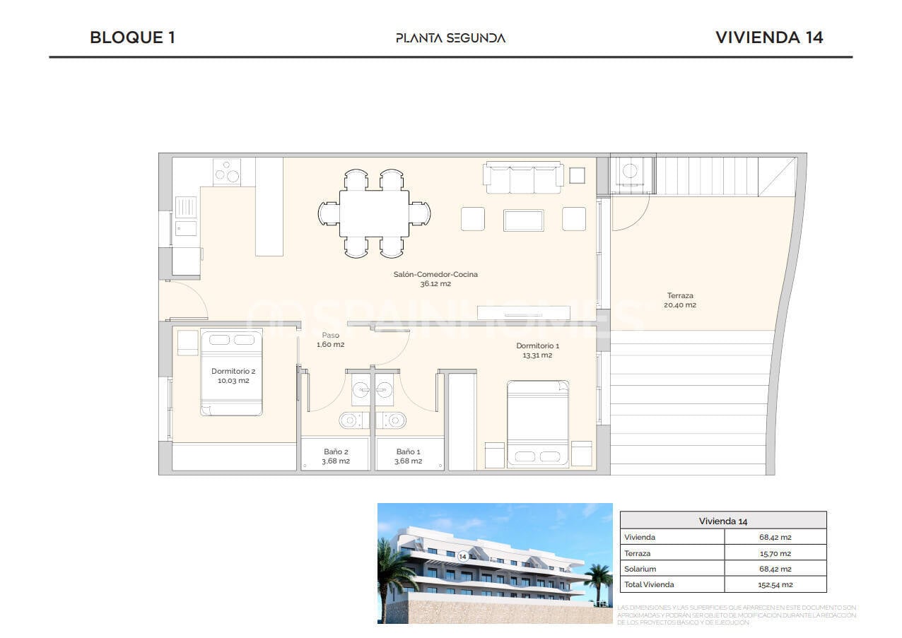 Kattohuoneisto Finestrat, Alicante, Espanja 2 makuuhuonetta, 150 m2 No. 120985