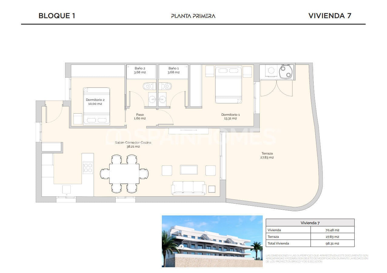 Kattohuoneisto Finestrat, Alicante, Espanja 2 makuuhuonetta, 150 m2 No. 120985