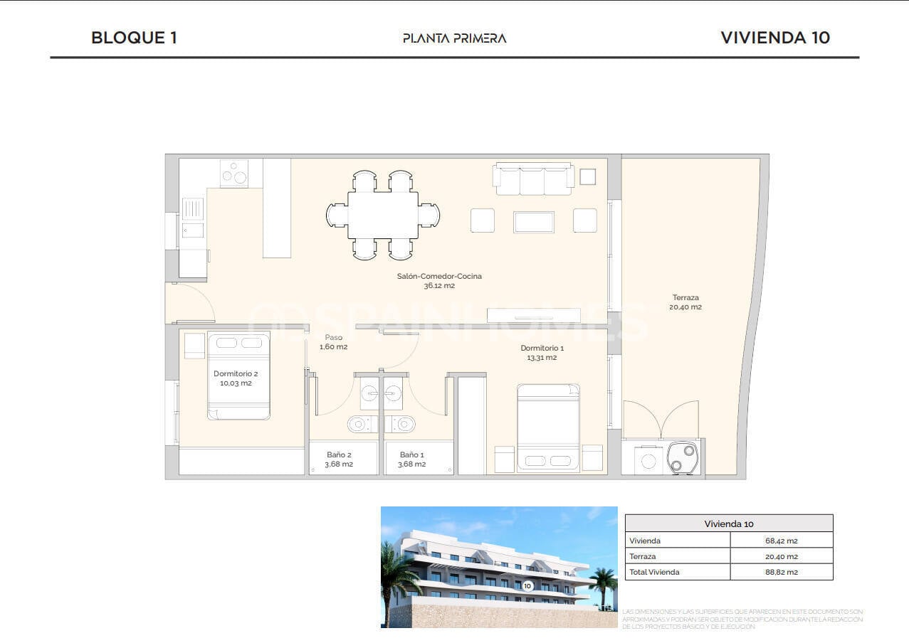 Kattohuoneisto Finestrat, Alicante, Espanja 2 makuuhuonetta, 150 m2 No. 120985