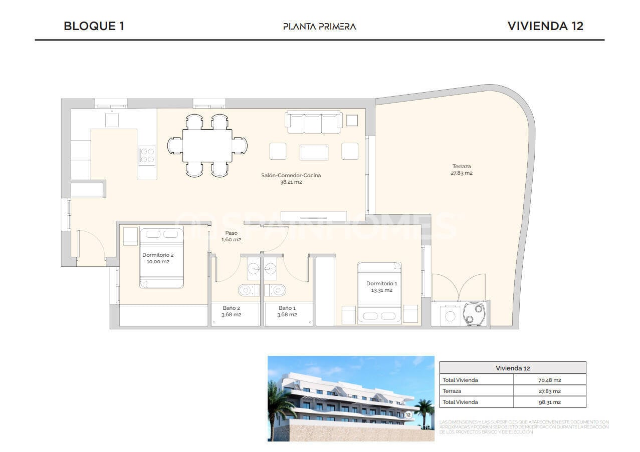 Kattohuoneisto Finestrat, Alicante, Espanja 2 makuuhuonetta, 150 m2 No. 120985