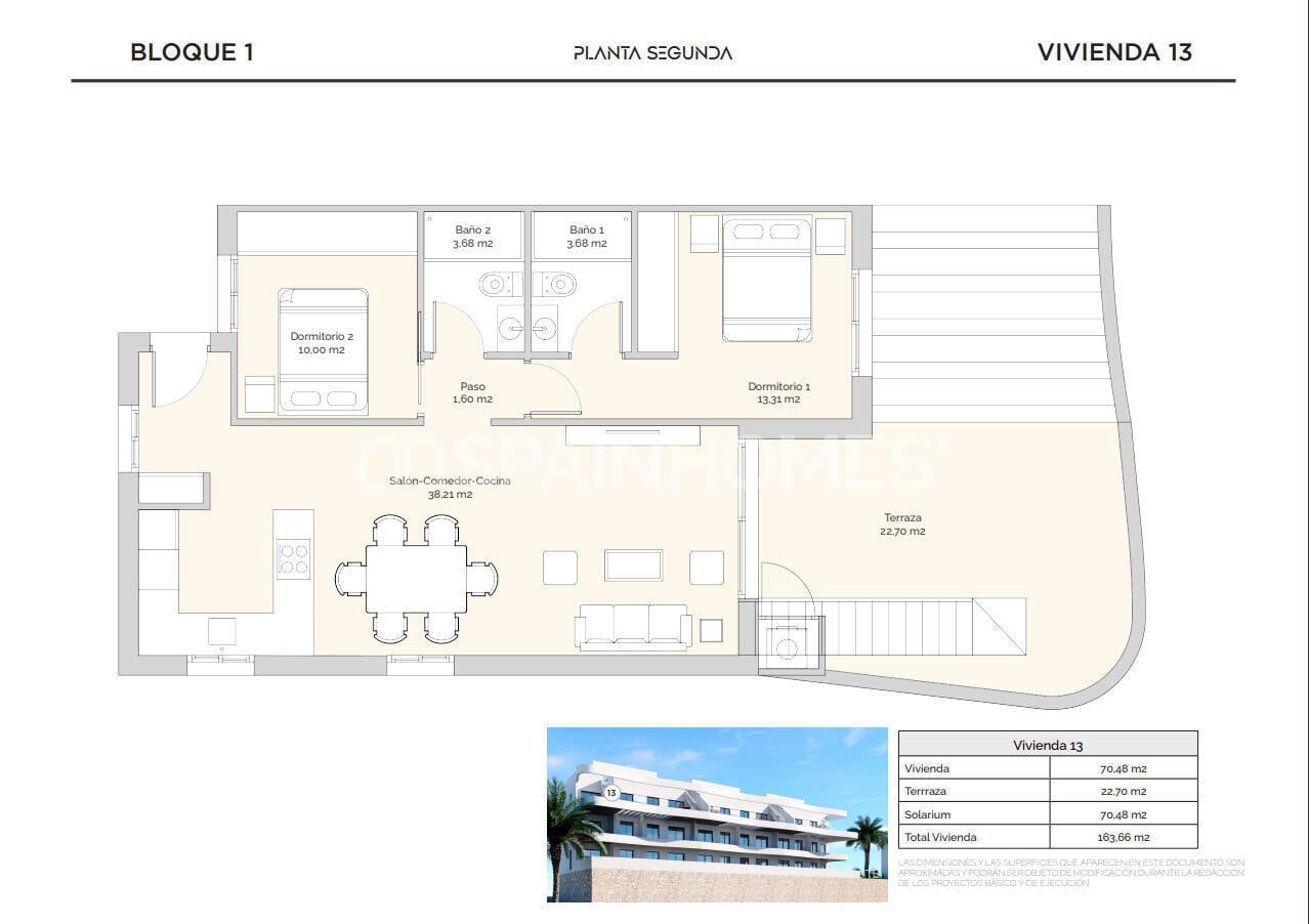 Kattohuoneisto Finestrat, Alicante, Espanja 2 makuuhuonetta, 150 m2 No. 120985