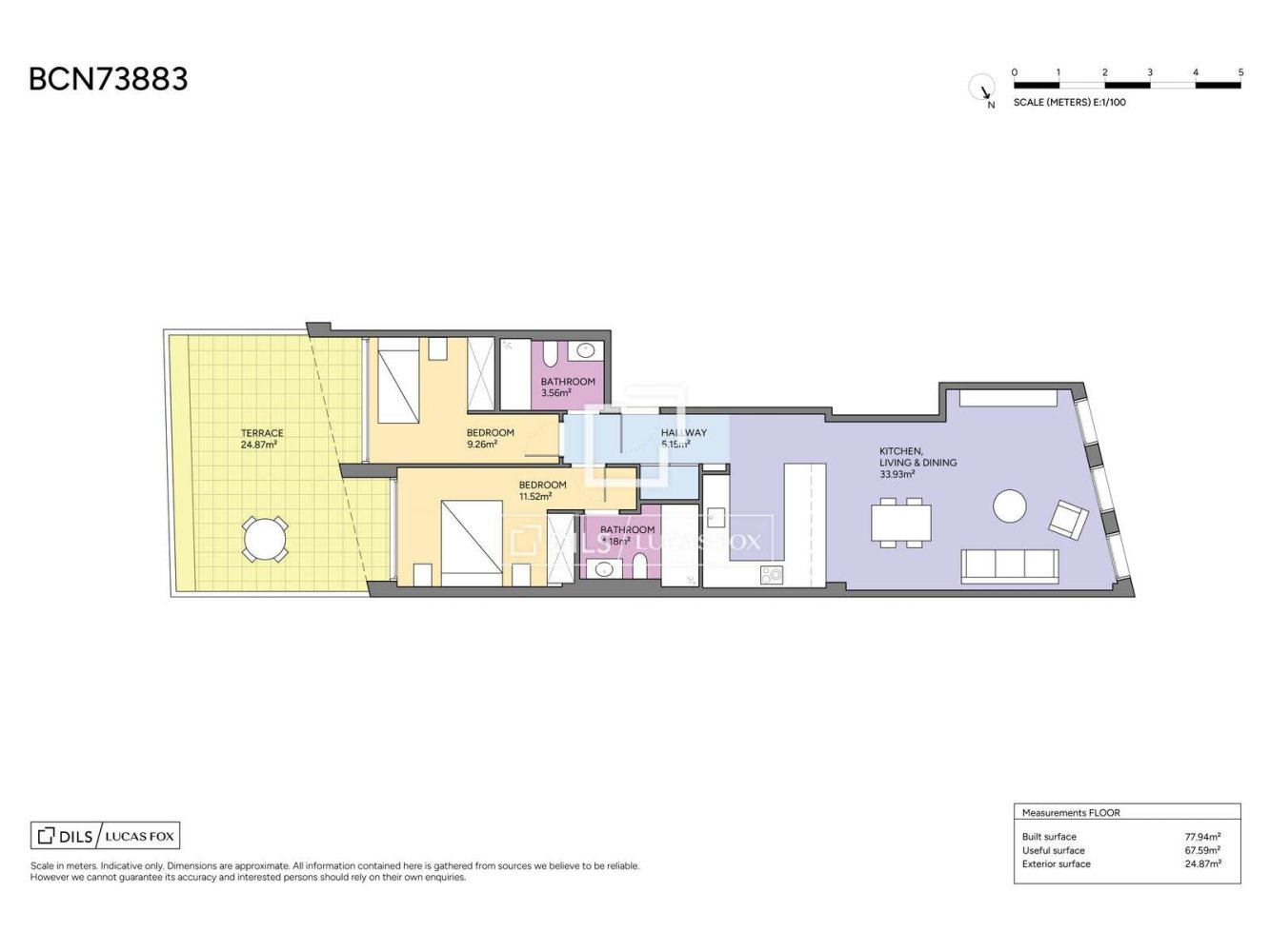 Wohnung in Barcelona, Spanien 2 Schlafzimmer, 70 m2 Nr. 199984