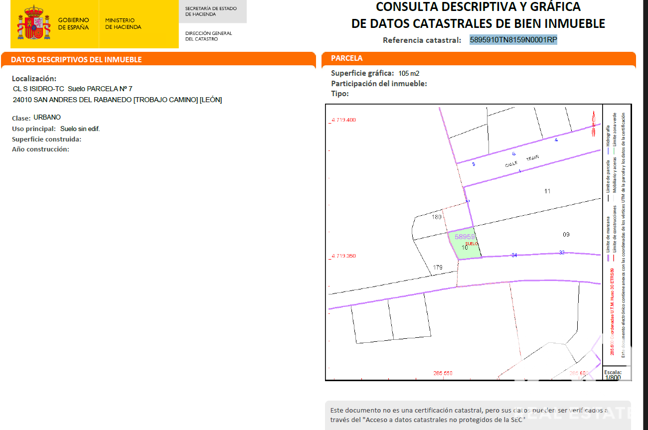 Zemes gabals San Andres del Rabanedo, Leon, Spānijā 105 m2 Nr. 197715