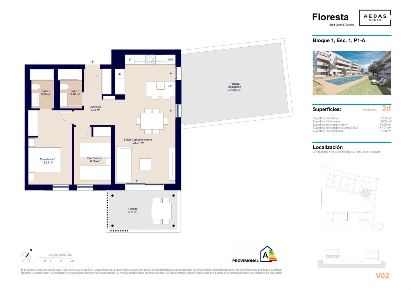 Apartment in San Juan, Alicante, Spain 2 bedrooms, 81 sq.m. No. 197039