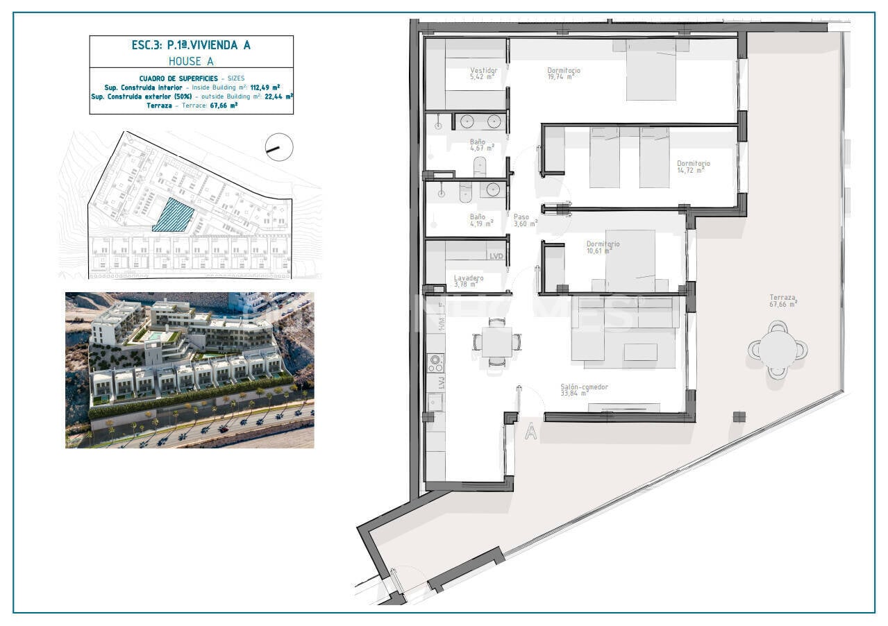 Appartamento a Aguilas, Murcia, Spagna 2 camere da letto, 81 mq. N° 121087