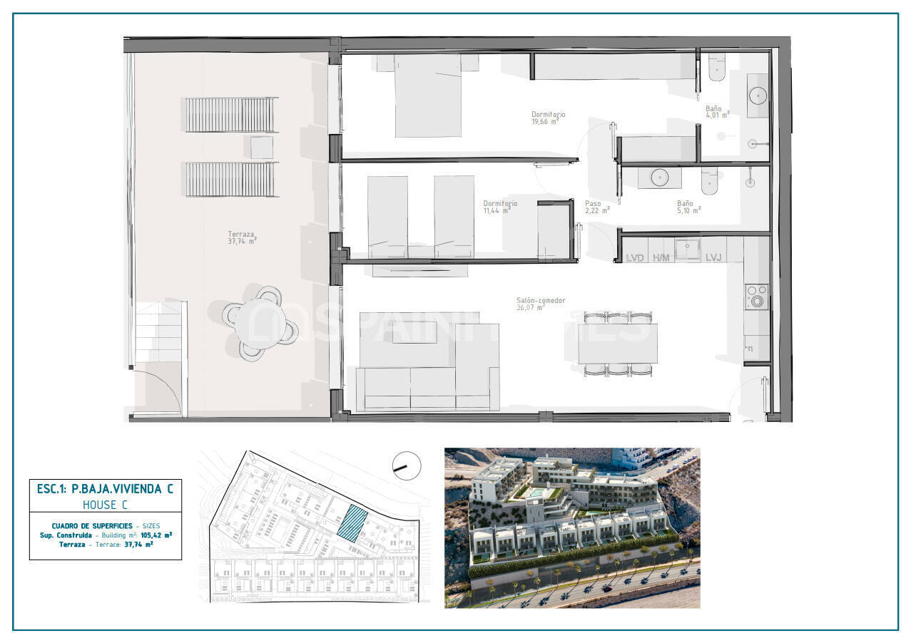 Appartamento a Aguilas, Murcia, Spagna 2 camere da letto, 81 mq. N° 121087