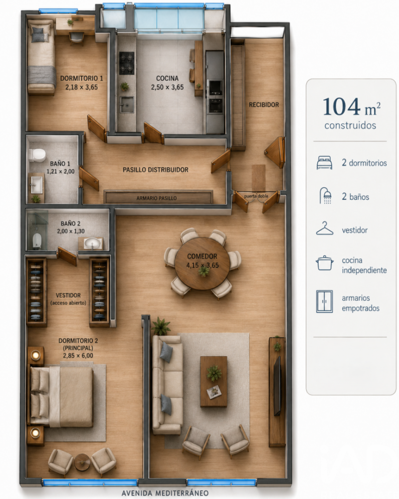Apartment in Madrid, Spain 2 bedrooms, 104 sq.m. No. 198622