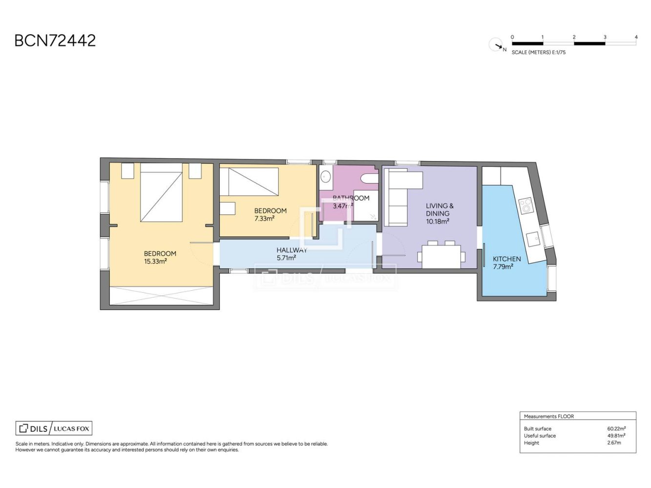 Huoneisto Barcelona, Espanja 2 makuuhuonetta, 62 m2 No. 194975