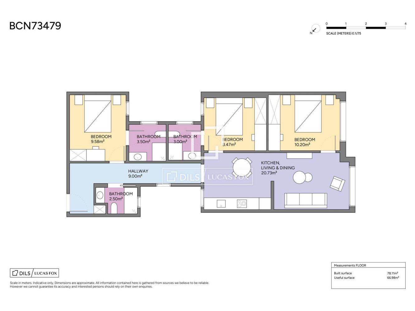 Apartment à Barcelona, Espagne 3 chambres, 78 m2 No. 199151