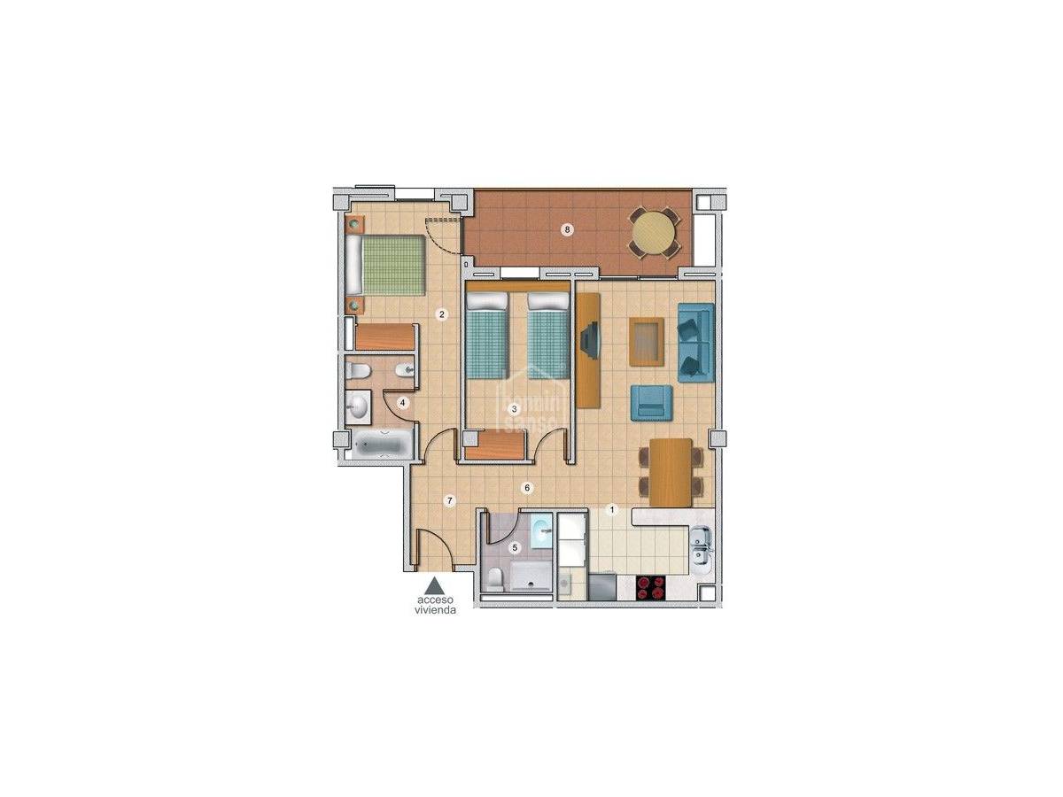 Appartamento a Ciutadella De Menorca, Menorca, Spagna 2 camere da letto, 89 mq. N° 197524