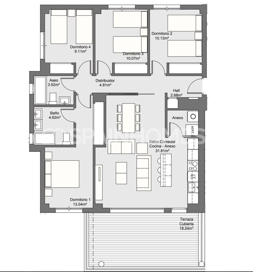 Lägenhet i Torremolinos, Malaga, Spanien 4 sovrum, 80 kvm. Nr. 168392