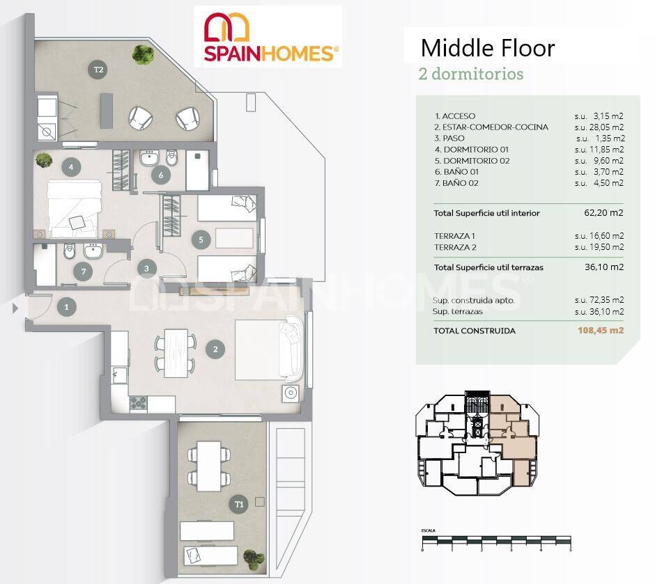 Huoneisto Calpe, Alicante, Espanja 3 makuuhuonetta, 80 m2 No. 107569