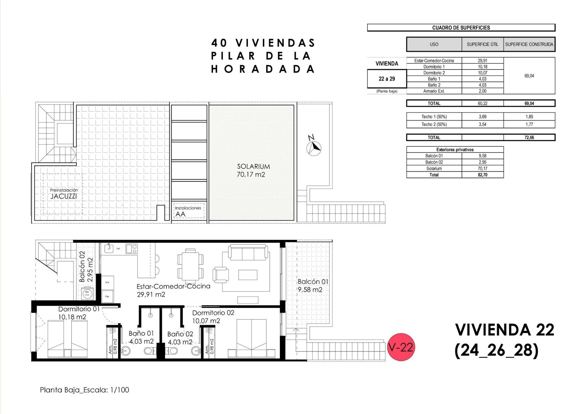 Bungalowi Pilar de la Horadada, Alicante, Espanja 2 makuuhuonetta, 72 m2 No. 180473
