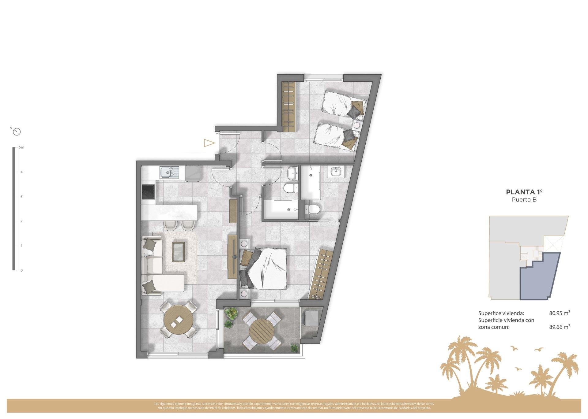 Apartment à Guardamar del Segura, Alicante, Espagne 2 chambres, 72 m2 No. 187103