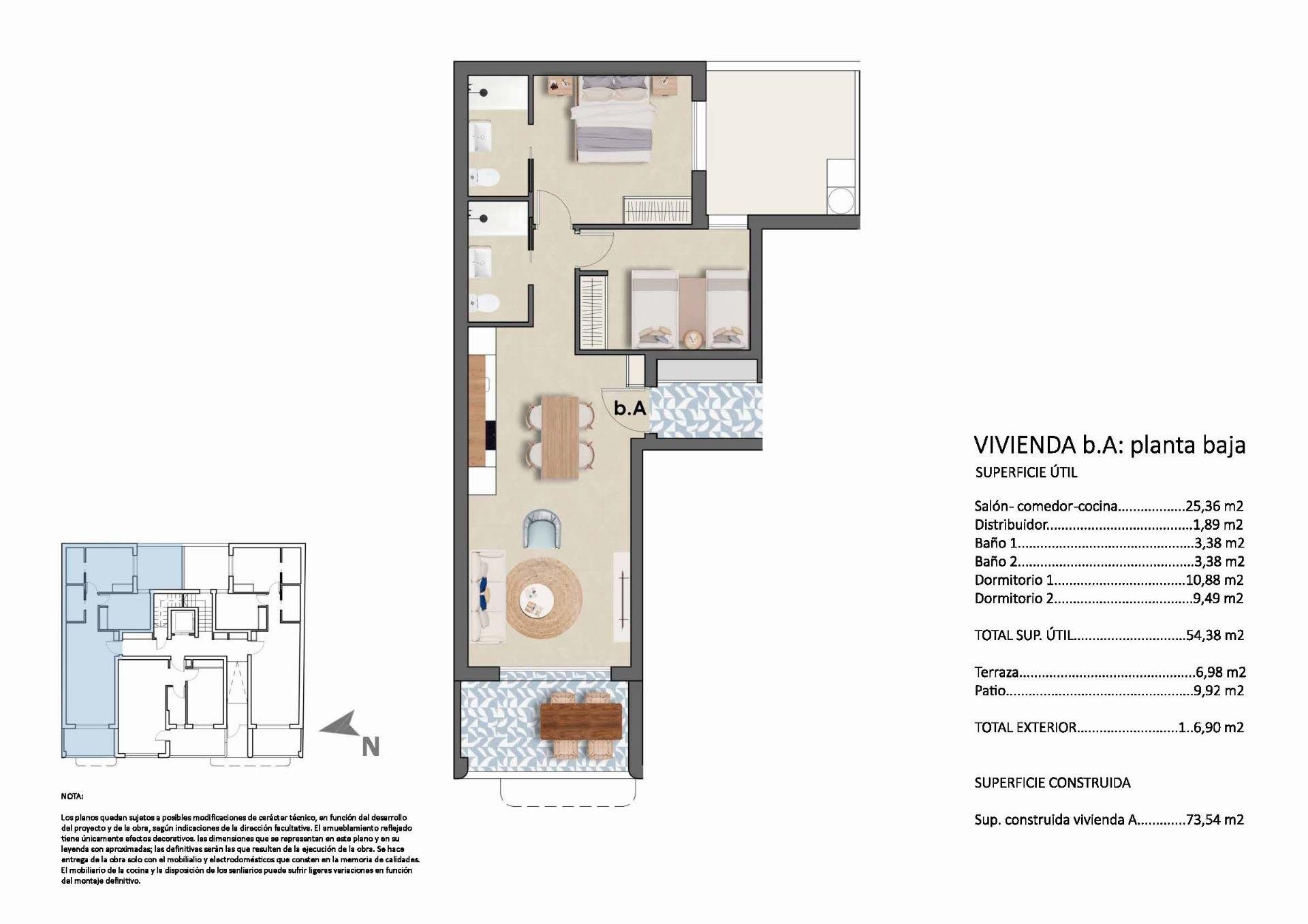 Lägenhet i Pilar de la Horadada, Alicante, Spanien 2 sovrum, 73 kvm. Nr. 141452