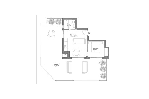 Penthouse floor plan «1BR-47», 1 bedroom in ROYAL STAR