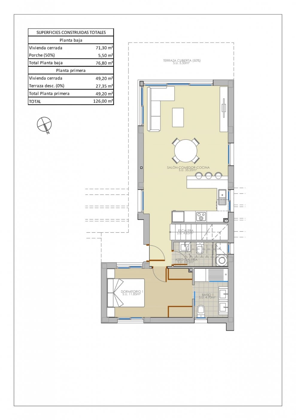 Villa in Pilar de la Horadada, Alicante, Spanien 3 Schlafzimmer, 120 m2 Nr. 76055