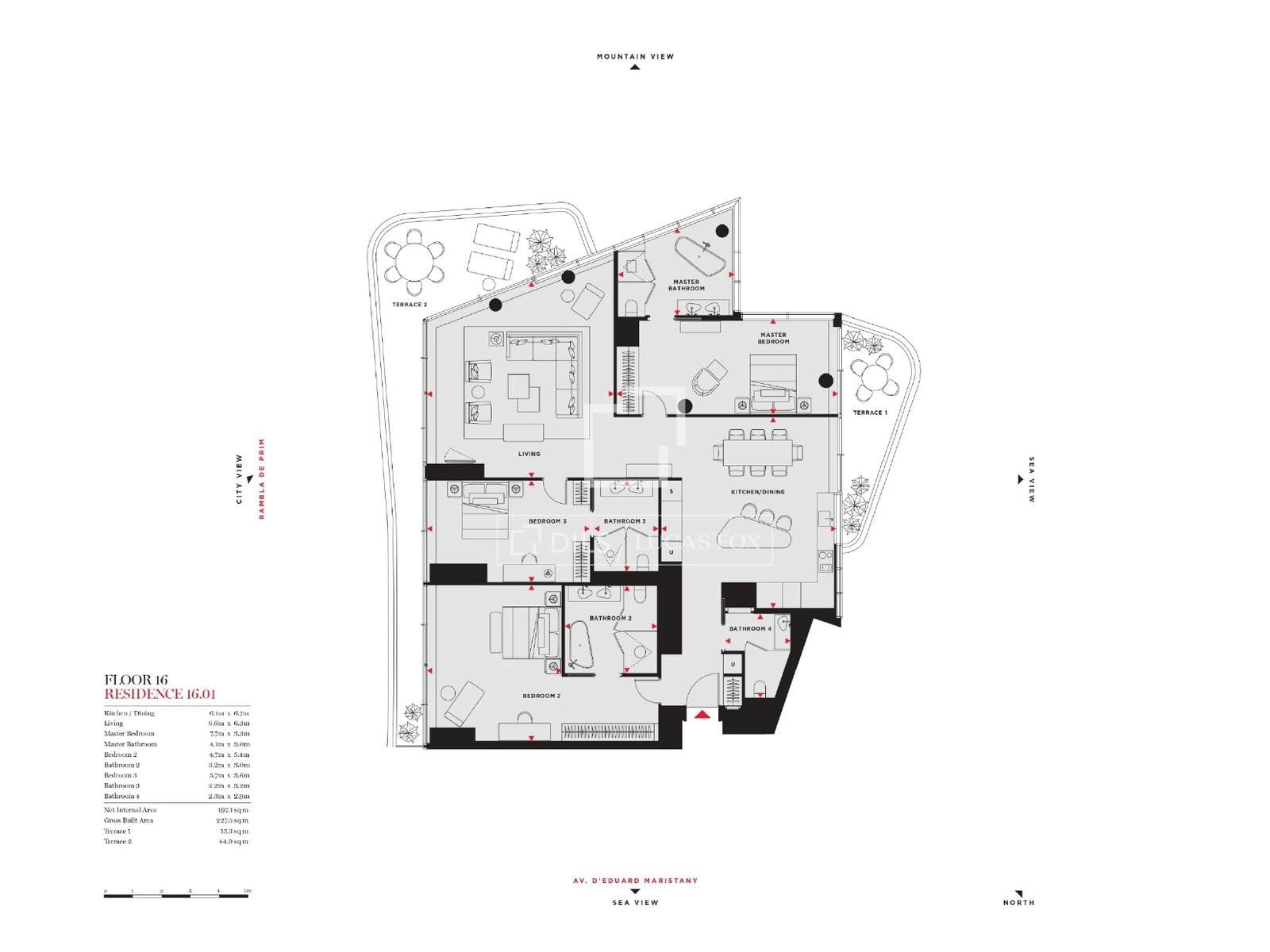Appartamento a Barcelona, Spagna 3 camere da letto, 228 mq. N° 164330