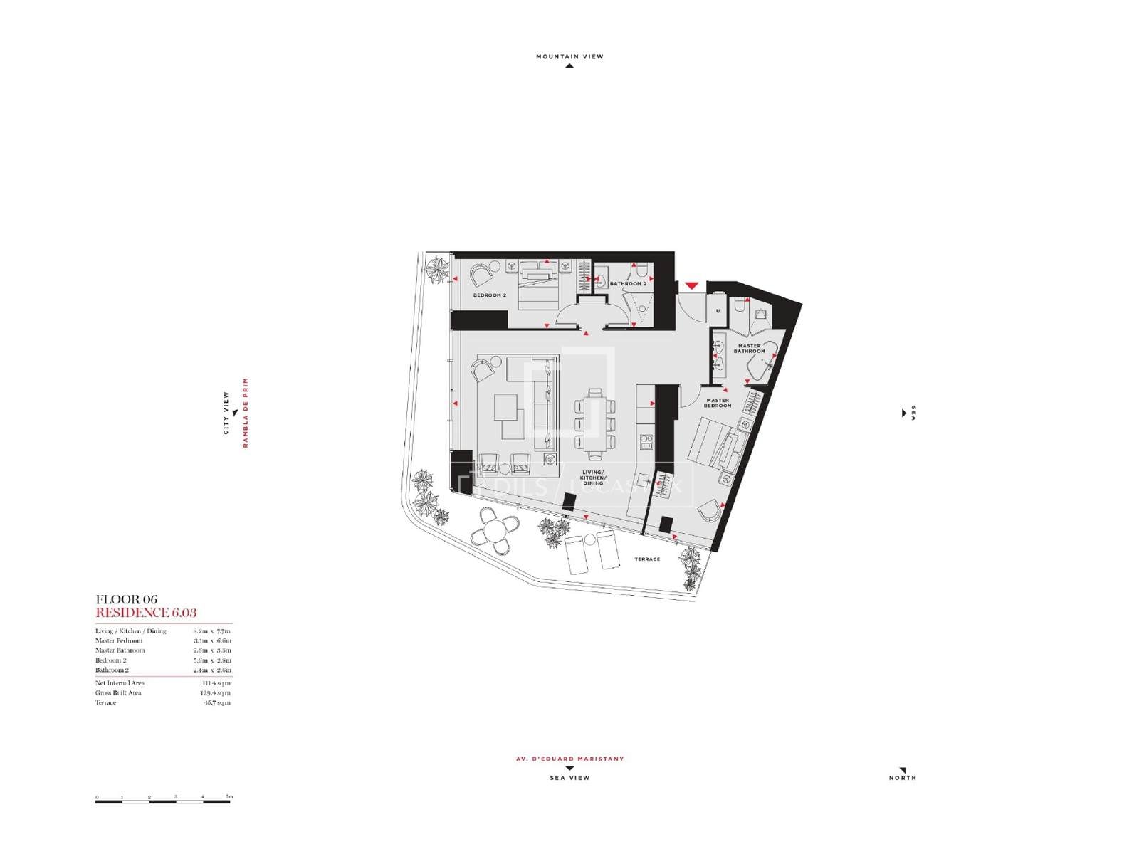 Appartamento a Barcelona, Spagna 2 camere da letto, 129 mq. N° 164335