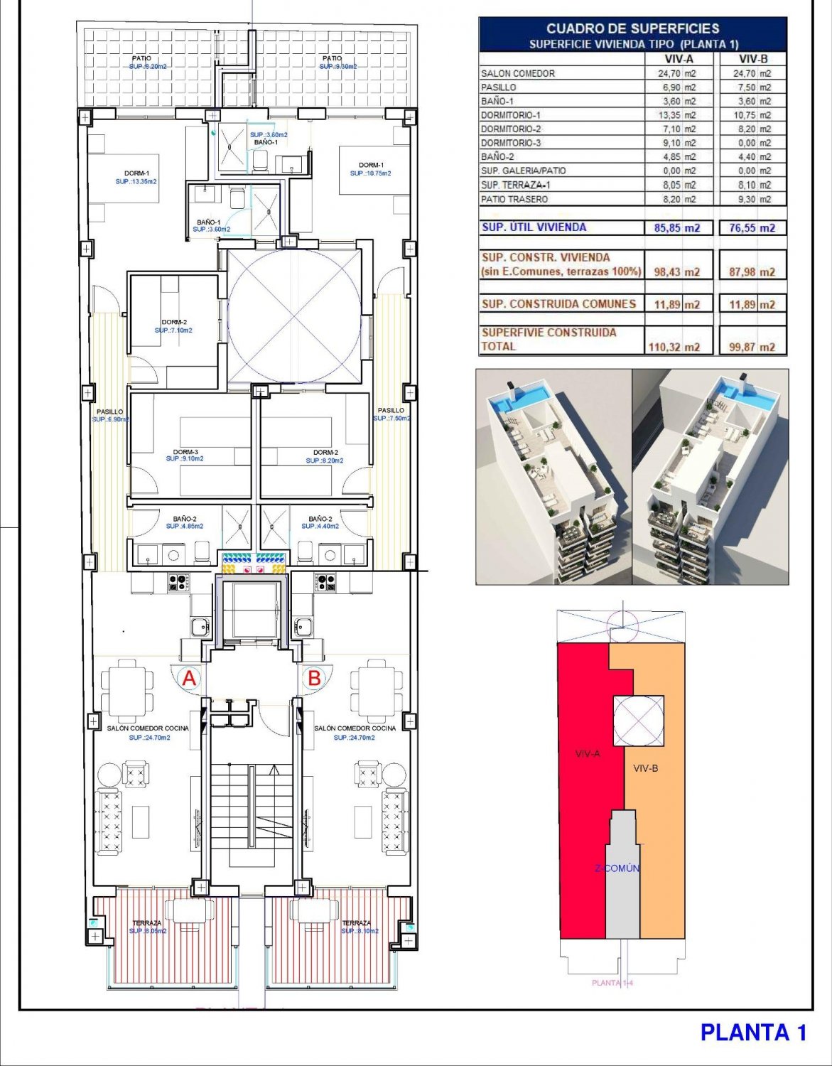 Wohnung in Torrevieja, Alicante, Spanien 3 Schlafzimmer, 98 m2 Nr. 111213