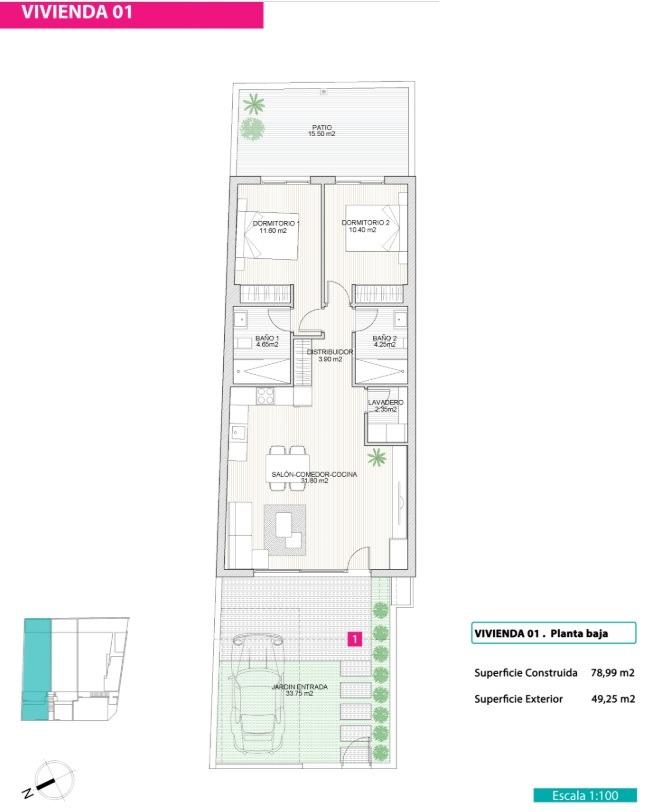 Bungalo Lo Pagan, Murcia, Spānijā 2 istabas, 78 m2 Nr. 112789