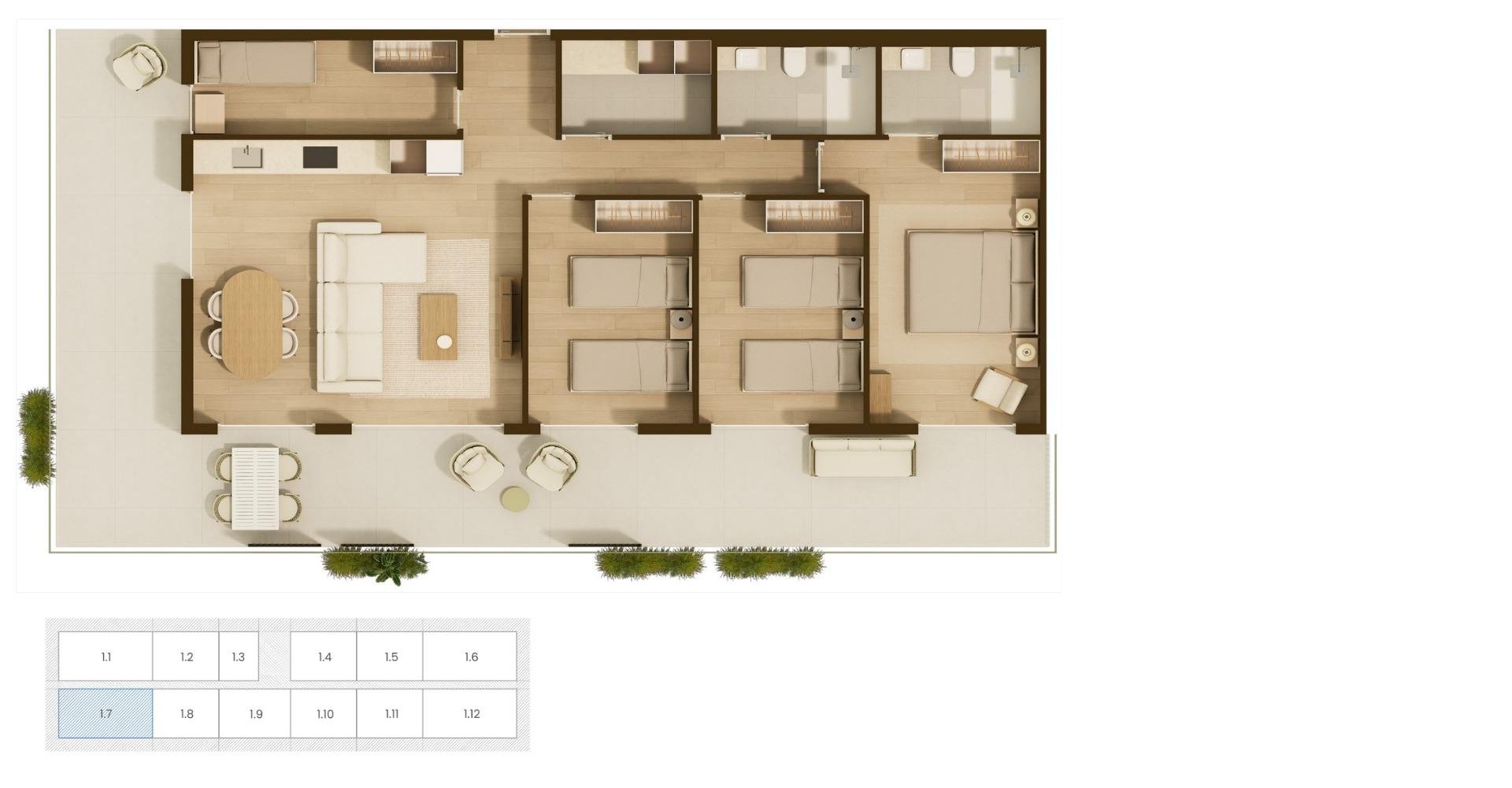 Apartment in Moncofa, Castellon, Spain 4 bedrooms, 105 sq.m. No. 180271