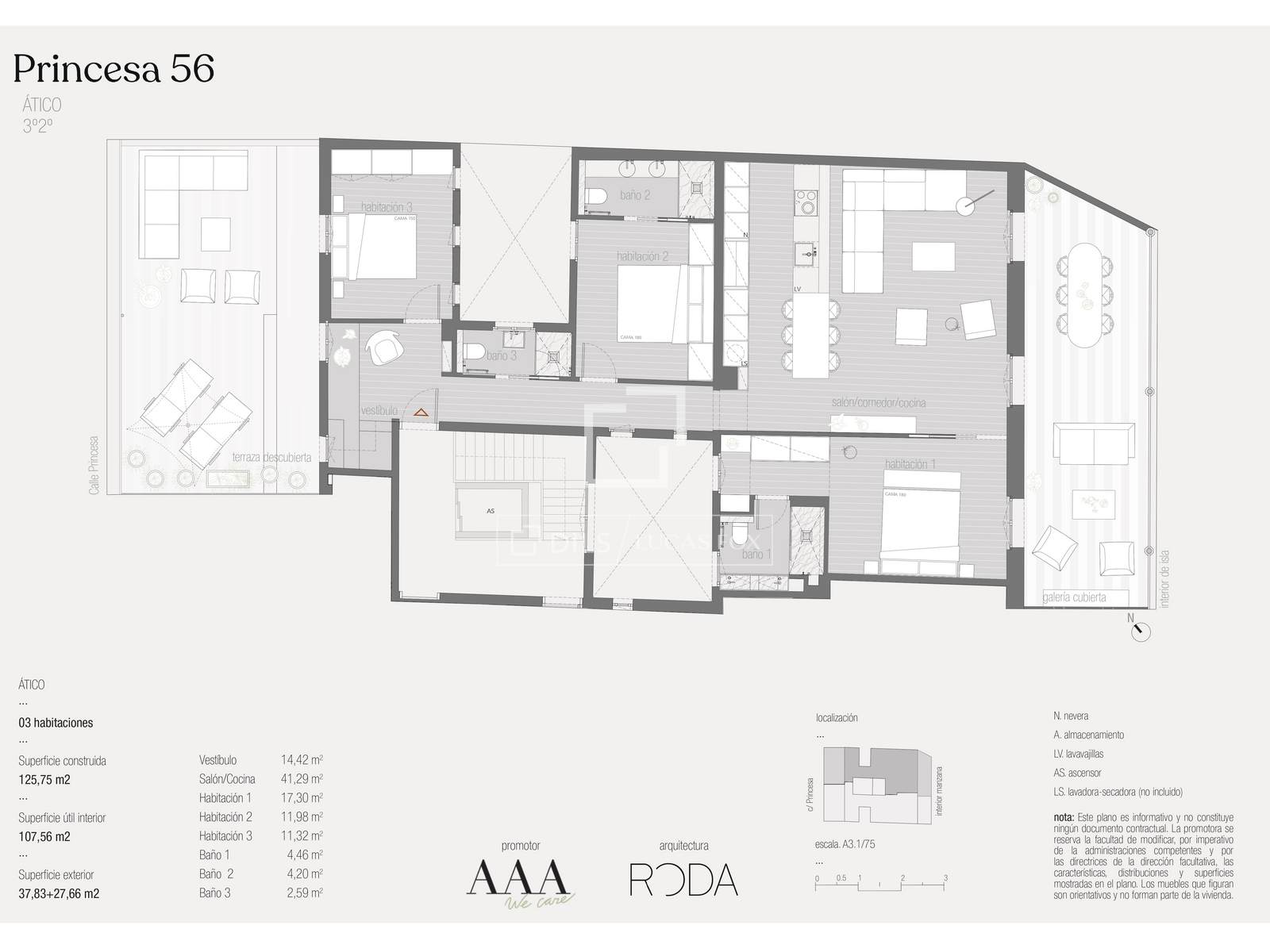 Пентхаус в Барселона, Испания 3 спальни, 120м2 №150753