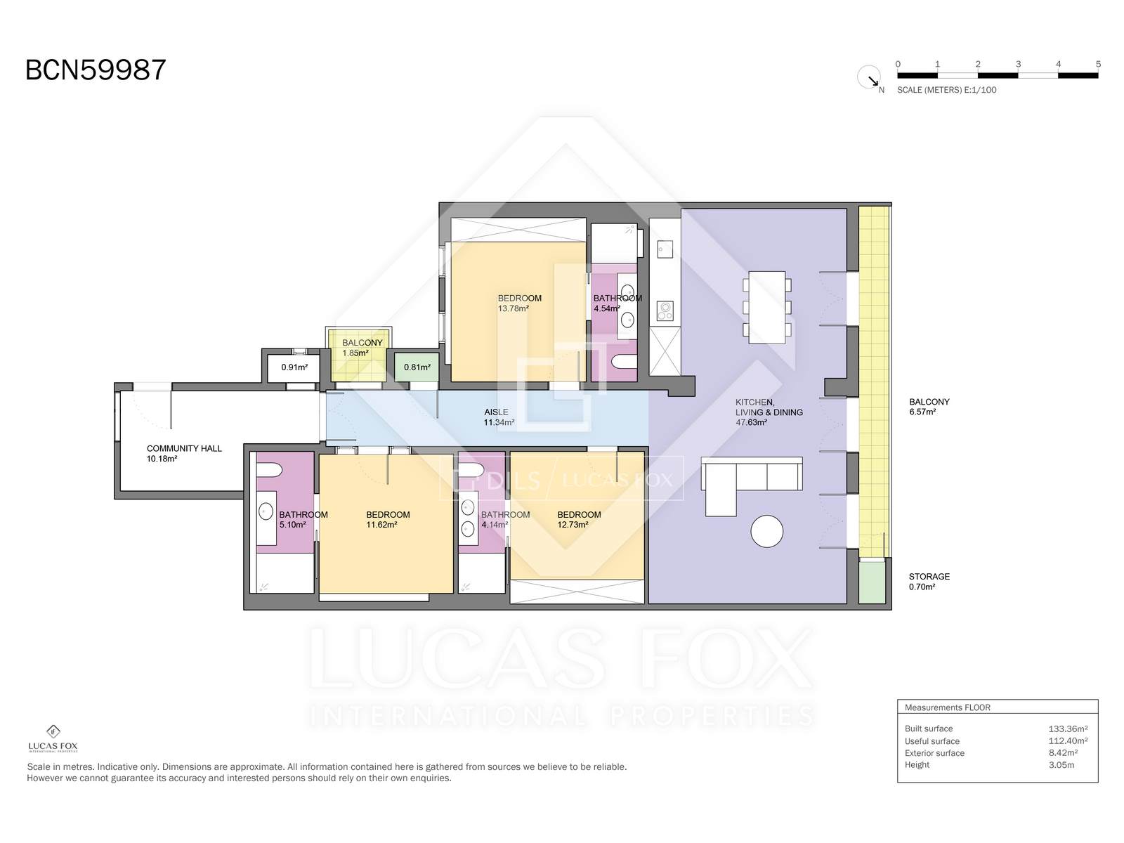 Apartment à Barcelona, Espagne 3 chambres, 133 m2 No. 150748