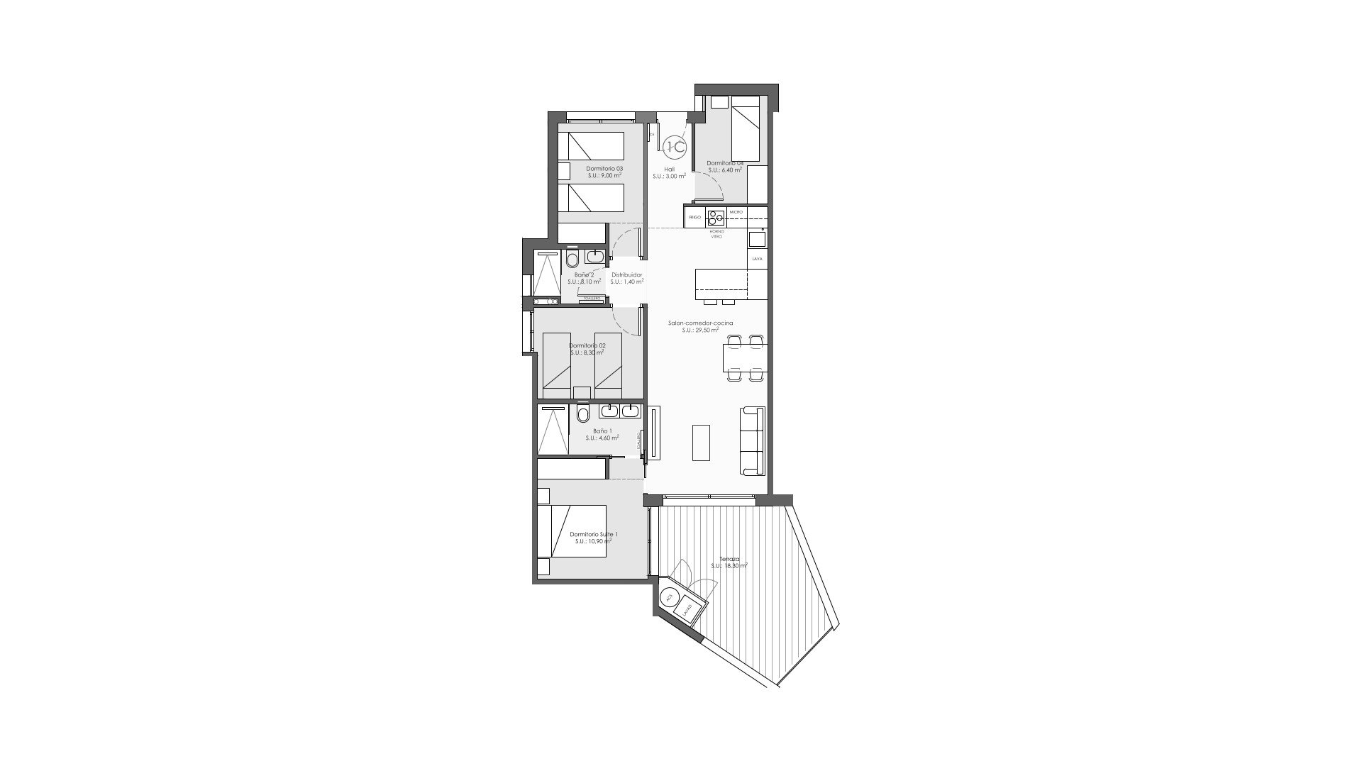 Apartment en Residencial Moma II, Torre de la Horadada, Alicante, Espagne 4 chambres, 121.8 m2 No. 168550