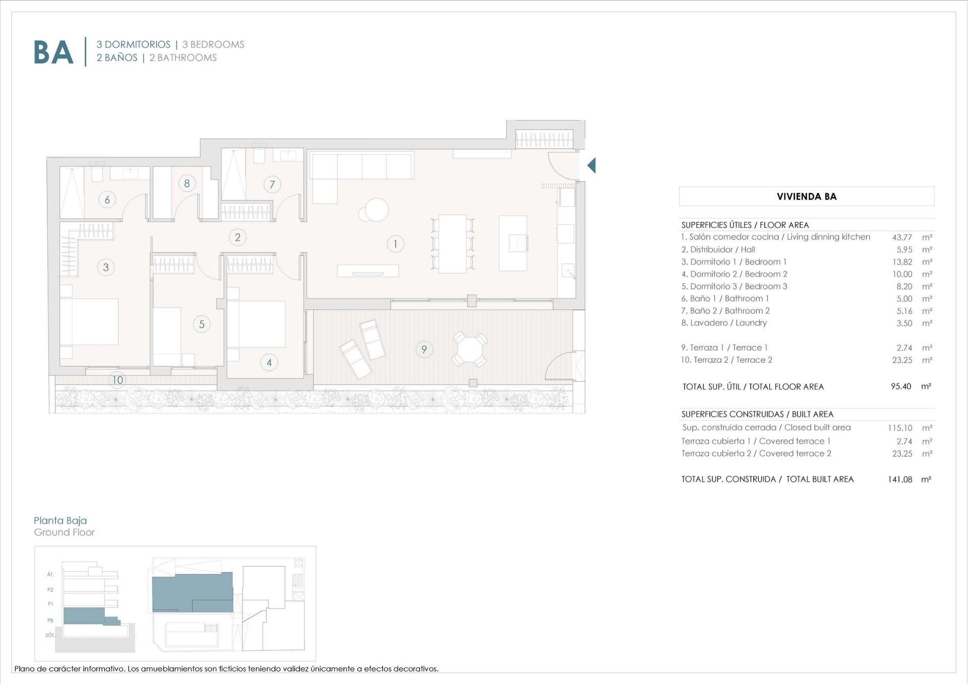 Apartment in Benijofar, Alicante, Spain 3 bedrooms, 115 sq.m. No. 187308