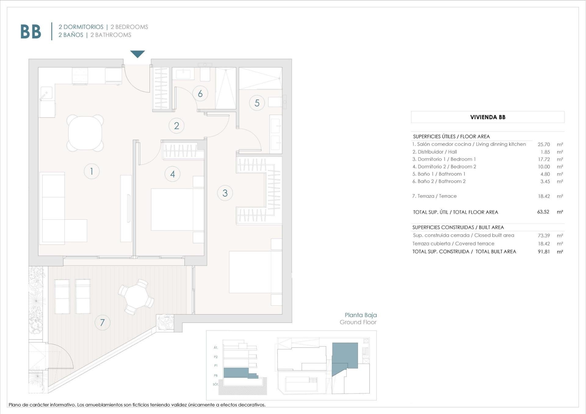 Apartamento en Benijófar, Alicante, España 2 dormitorios, 73 m2 No. 187307
