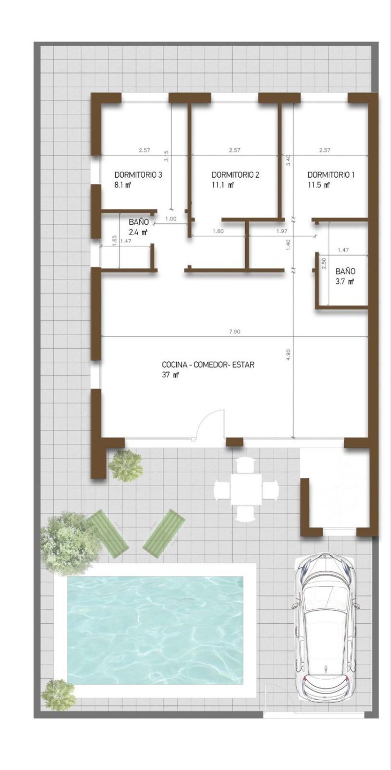 Villa i Fuente Alamo de Murcia, Murcia, Spanien 3 sovrum, 95 kvm. Nr. 168772