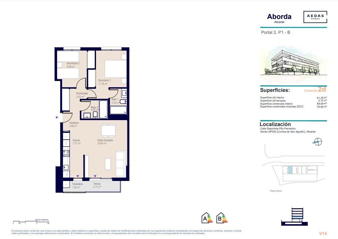 Apartment in Alicante, Spain 2 bedrooms, 83 sq.m. No. 165466