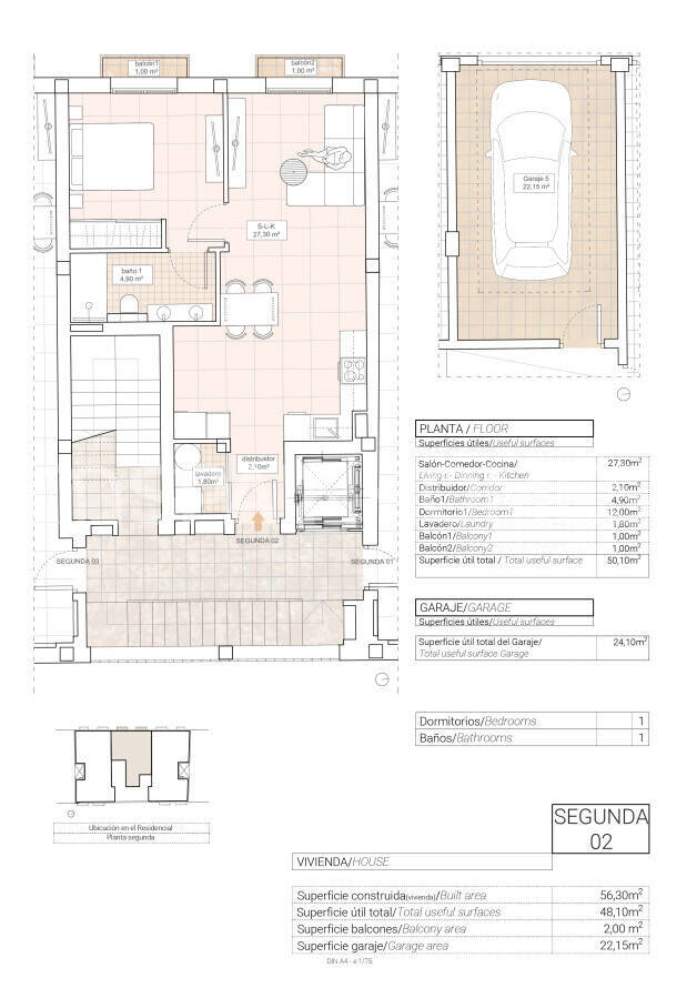 Пентхаус в Аликанте, Испания 1 спальня, 56м2 №183668