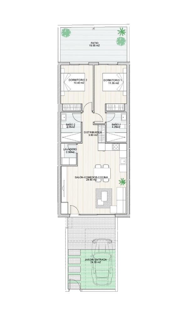 Bungalow i San Pedro del Pinatar, Murcia, Spanien 2 sovrum, 79 kvm. Nr. 156078