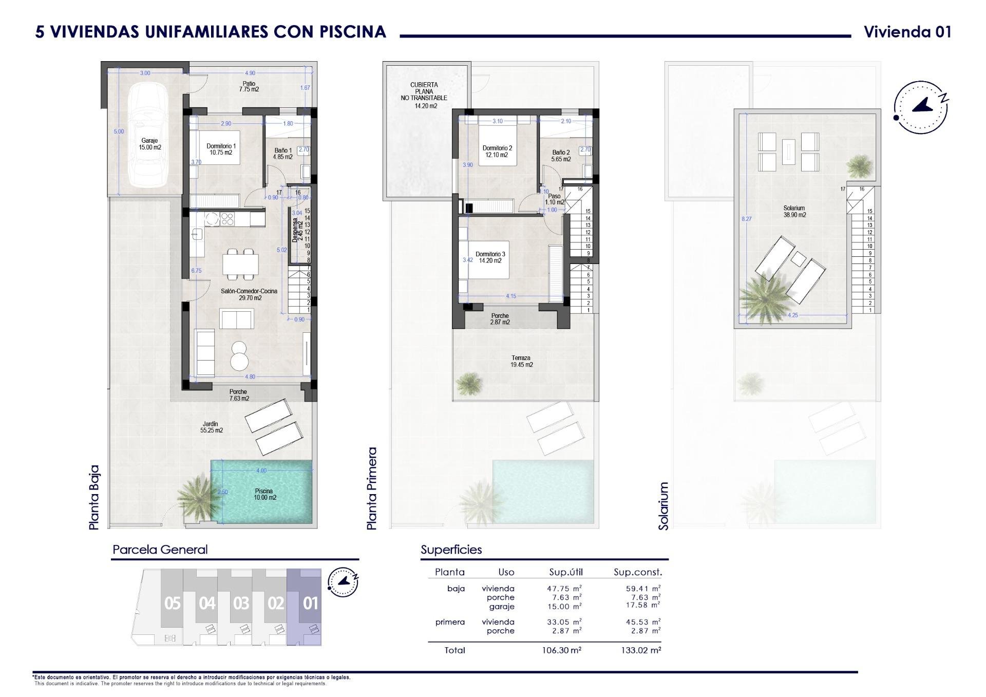 Villa en San Pedro del Pinatar, Murcia, España 3 dormitorios, 133 m2 No. 137441