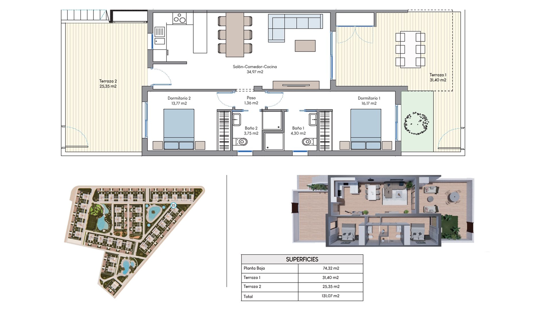 Bungalo Nalia Resort, Torrevieja, Alicante, Spānijā 2 istabas, 131.07 m2 Nr. 73233